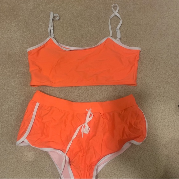 Orange athletic bikini shorts and sports bra - Picture 2 of 2